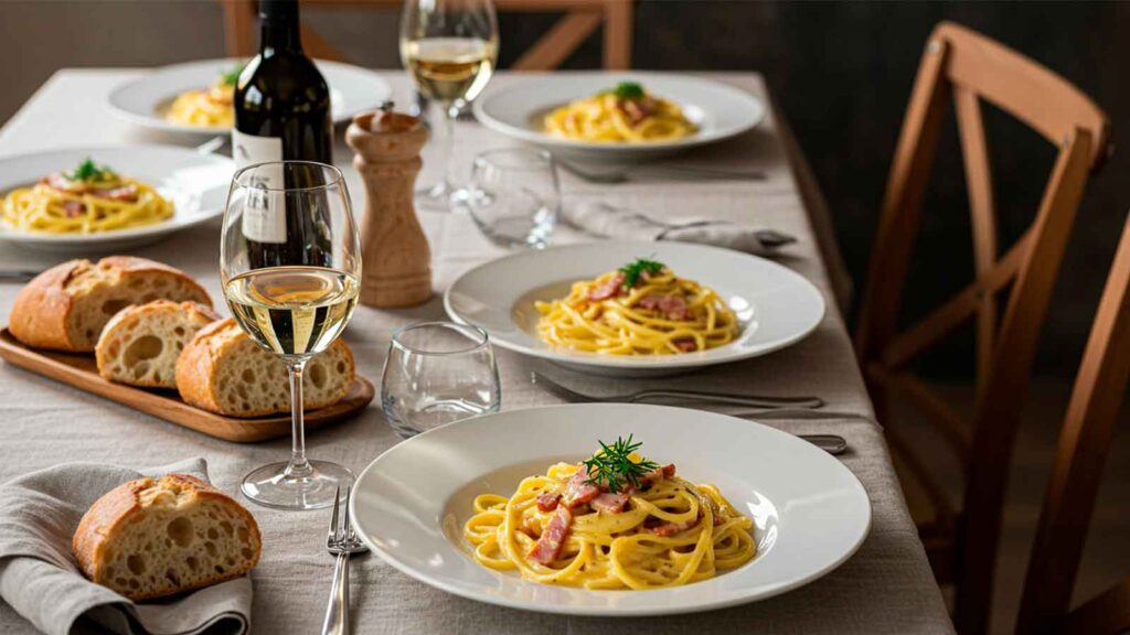 Macarrao Carbonara servido