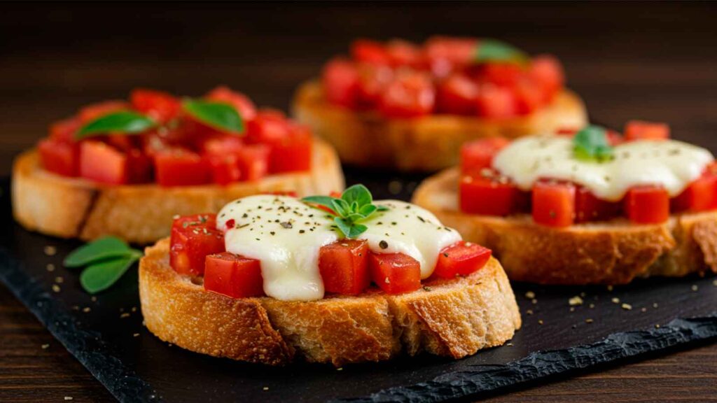 bruschetta com mussarela de bufala
