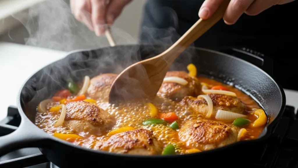 frango com laranja preparo
