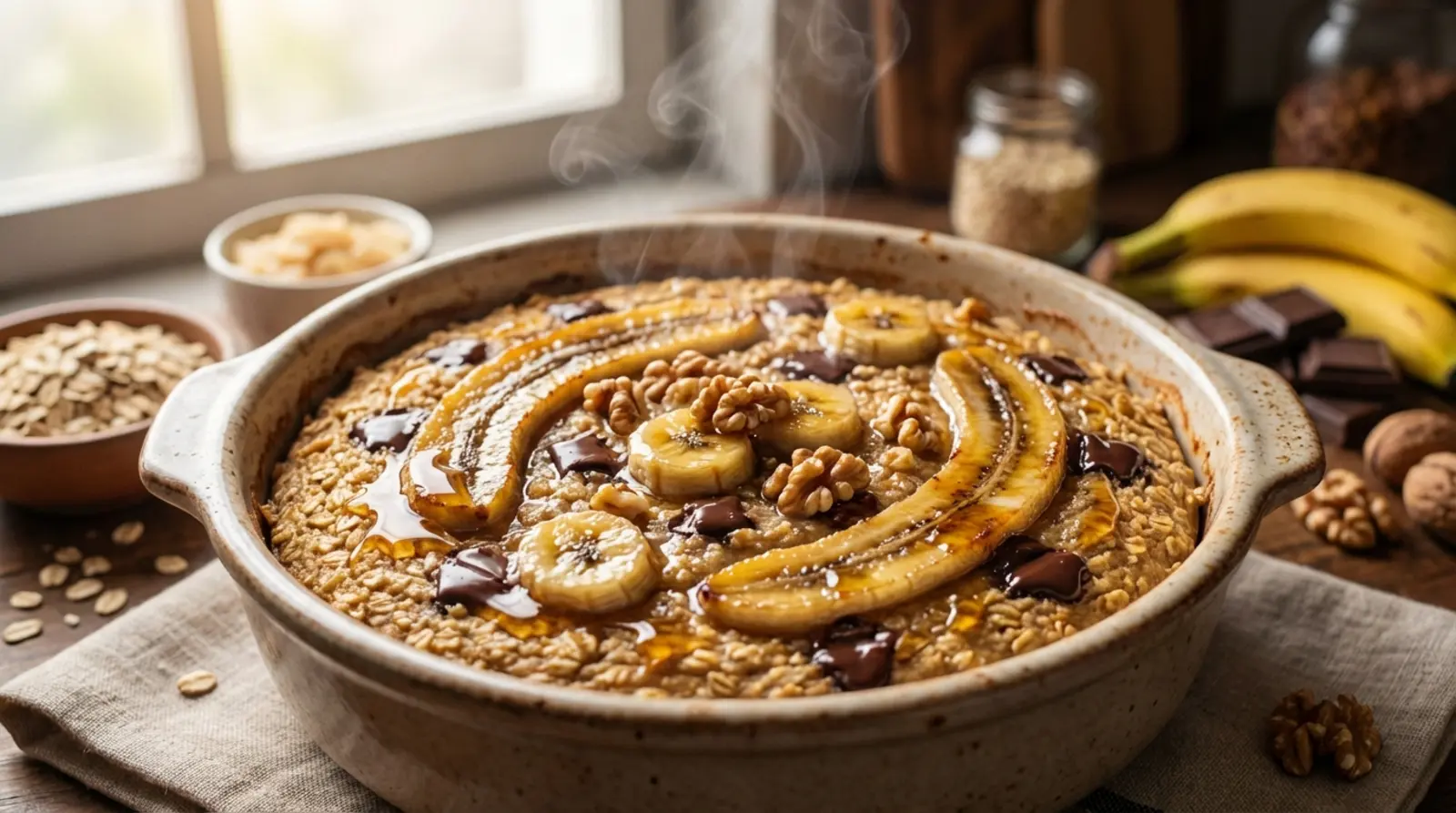 aveia assada com banana e chocolate tiktok