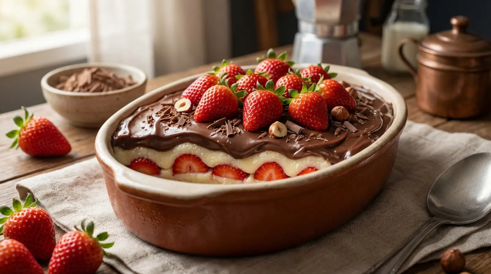 bombom de morango na travessa sobremesa