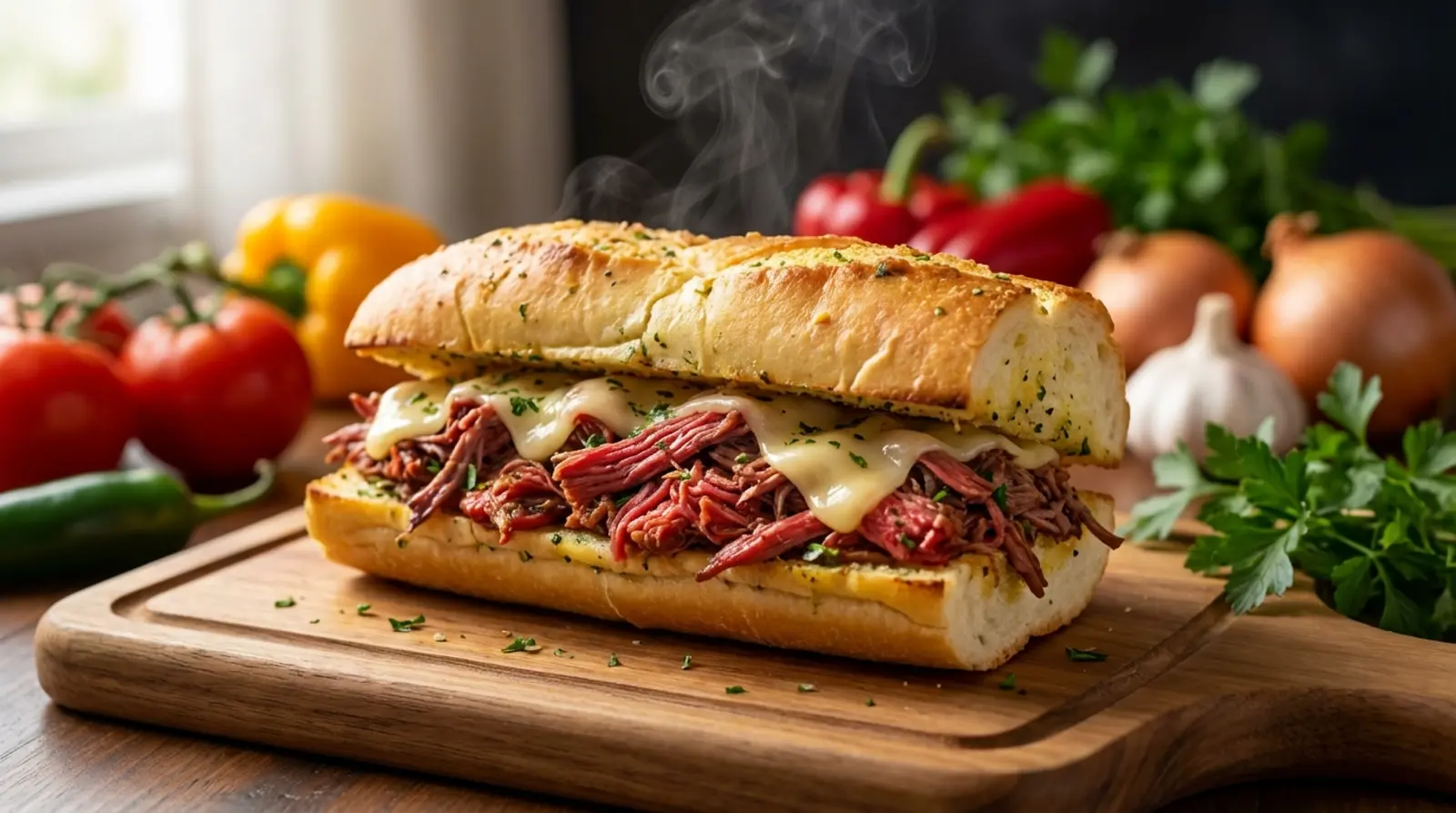 sanduyche de pyo de alho com carne louca