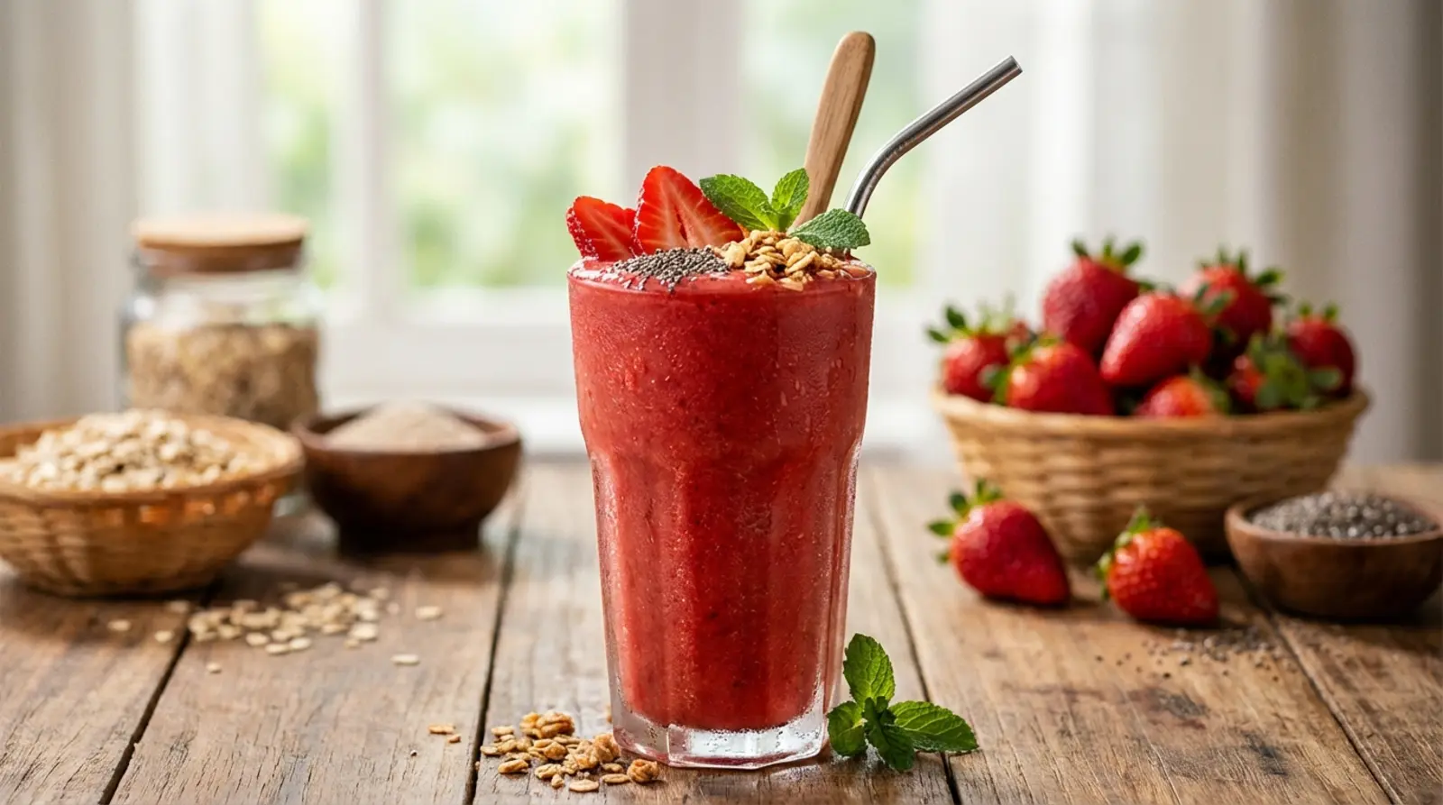 smoothie de morango fit