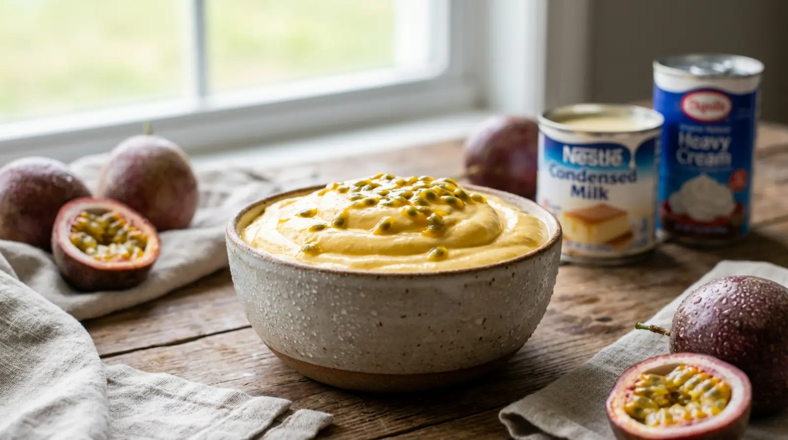 mousse de maracujy com 3 ingredientes