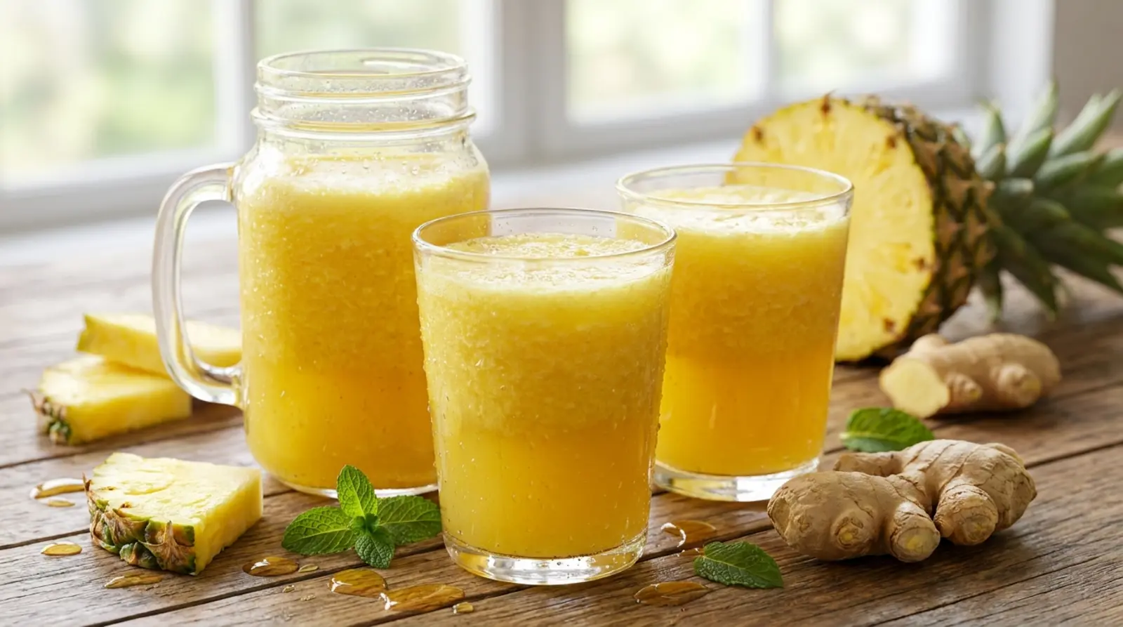 Suco de abacaxi com gengibre