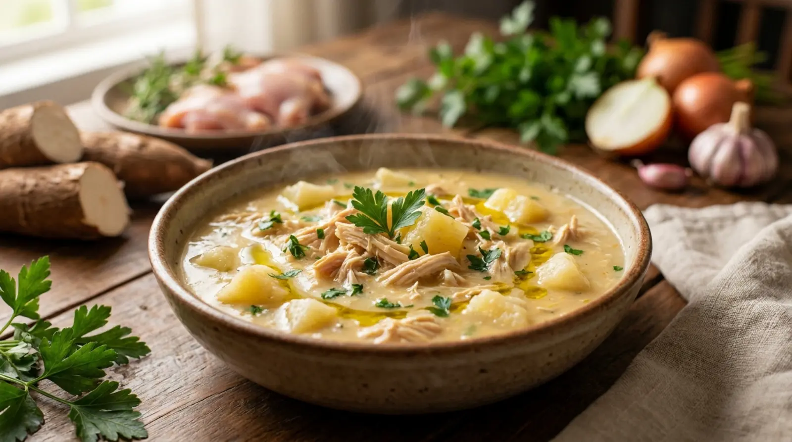 caldo de frango com mandioca