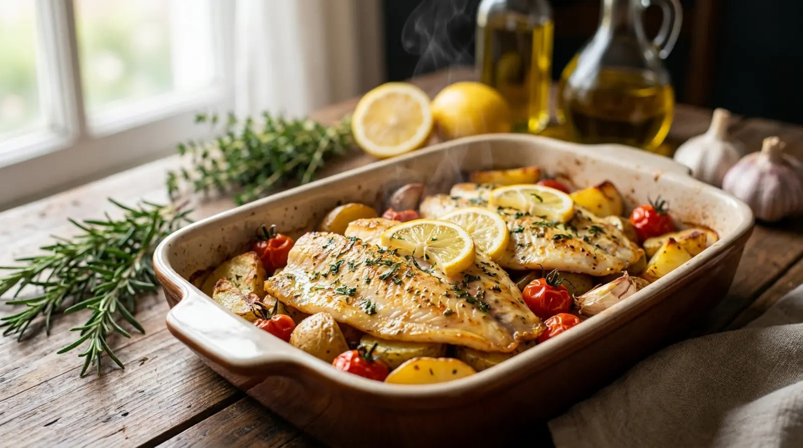 receita de fily de tilypia ao forno com batatas